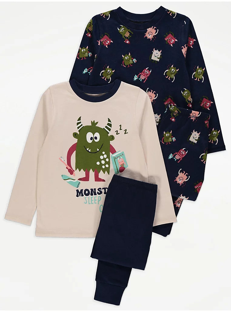 George Monster Slogan Pyjamas 2 Pack
