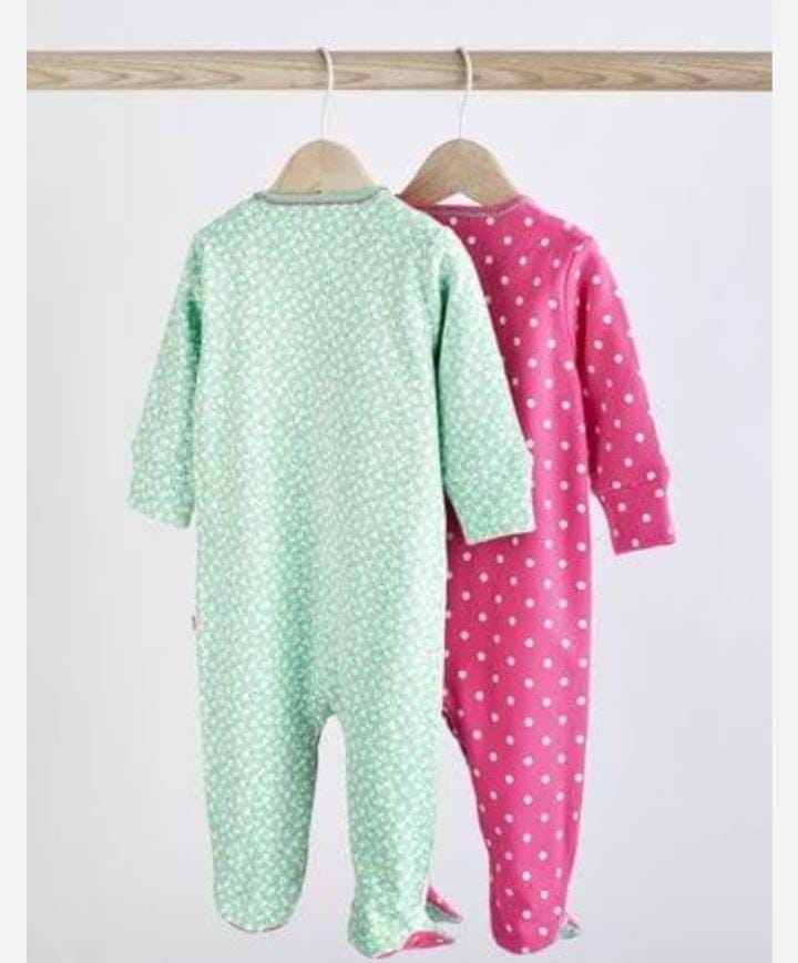 NEXT 2 Pack baby sleepsuits