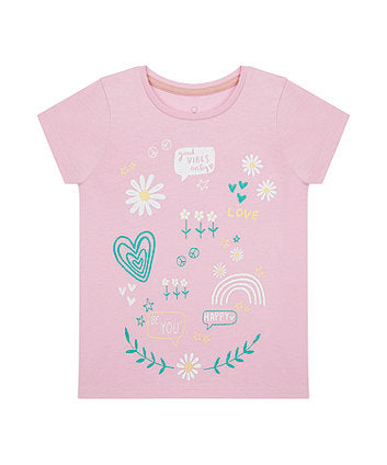 Pink flower power t-shirt