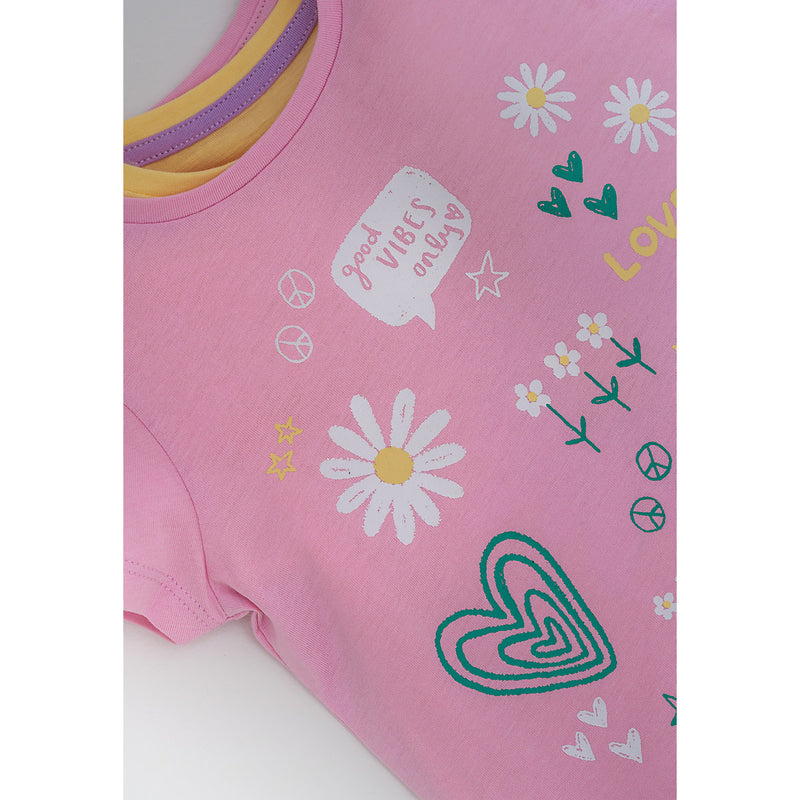 Pink flower power t-shirt