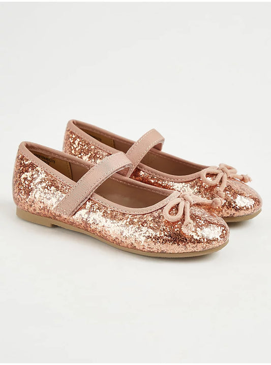 George Pink Glitter Strap Ballet Pumps