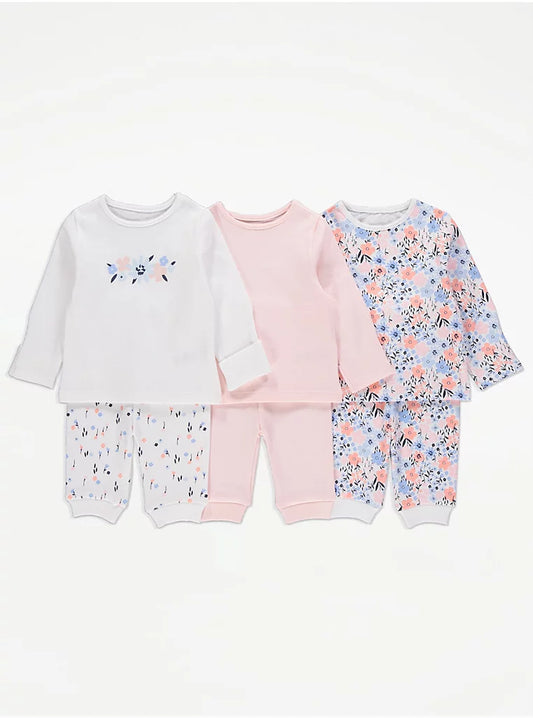 George Pretty Floral Long Sleeve Pyjamas 3 Pack