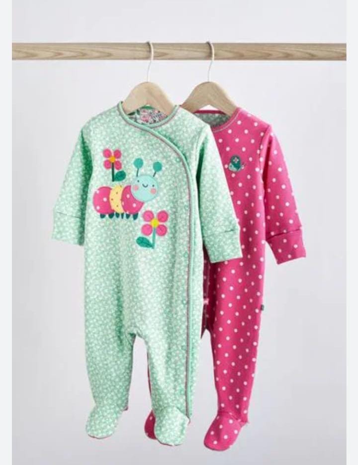 NEXT 2 Pack baby sleepsuits
