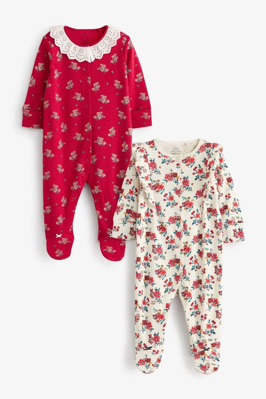 NEXT 2 Pack baby sleepsuits
