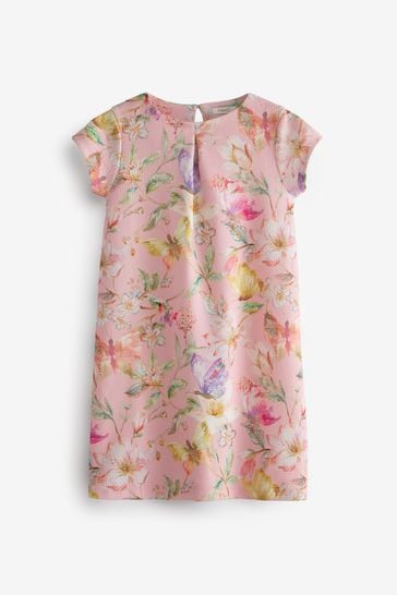 NEXT Pink Floral & butterfly Occasion Dress