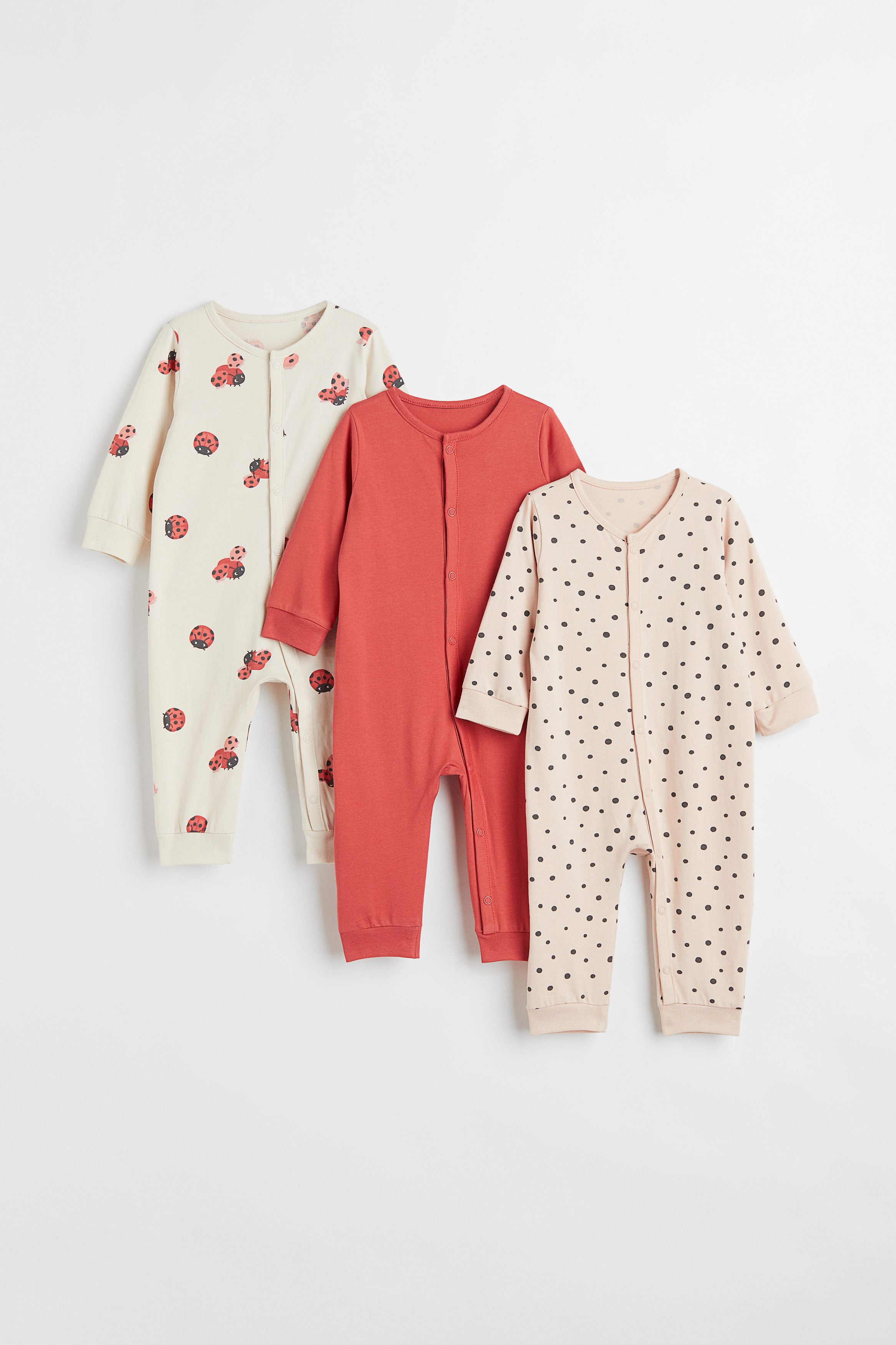 H&M 3-pack Cotton Pyjamas-Ladybirds