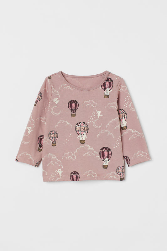 H&M Printed Jersey Top-Hot air balloon