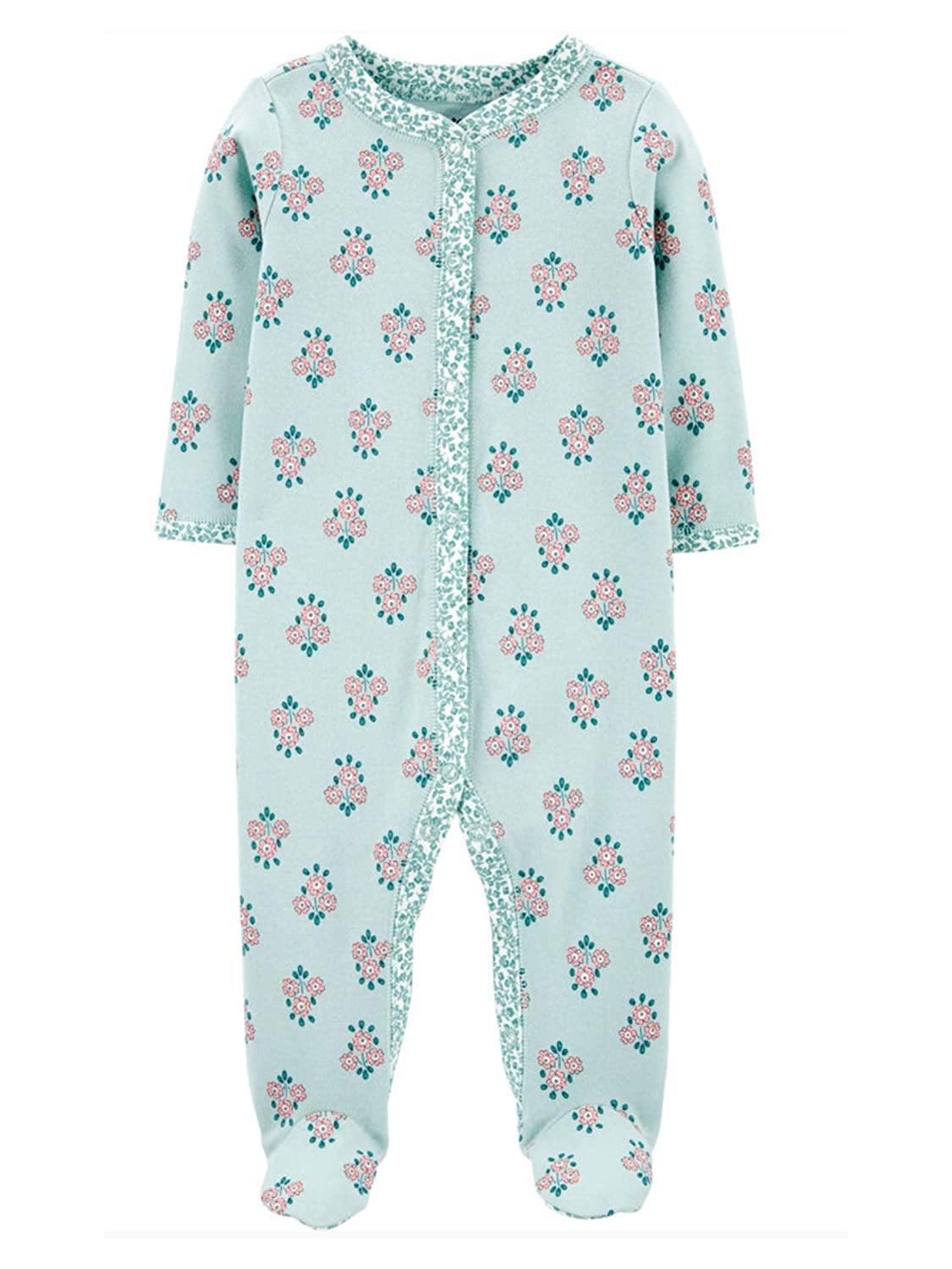 Carter's Baby Floral Snap-Up Cotton Sleep & Play Teal
