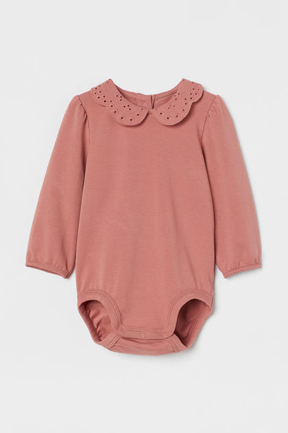 Long-sleeved collared bodysuit