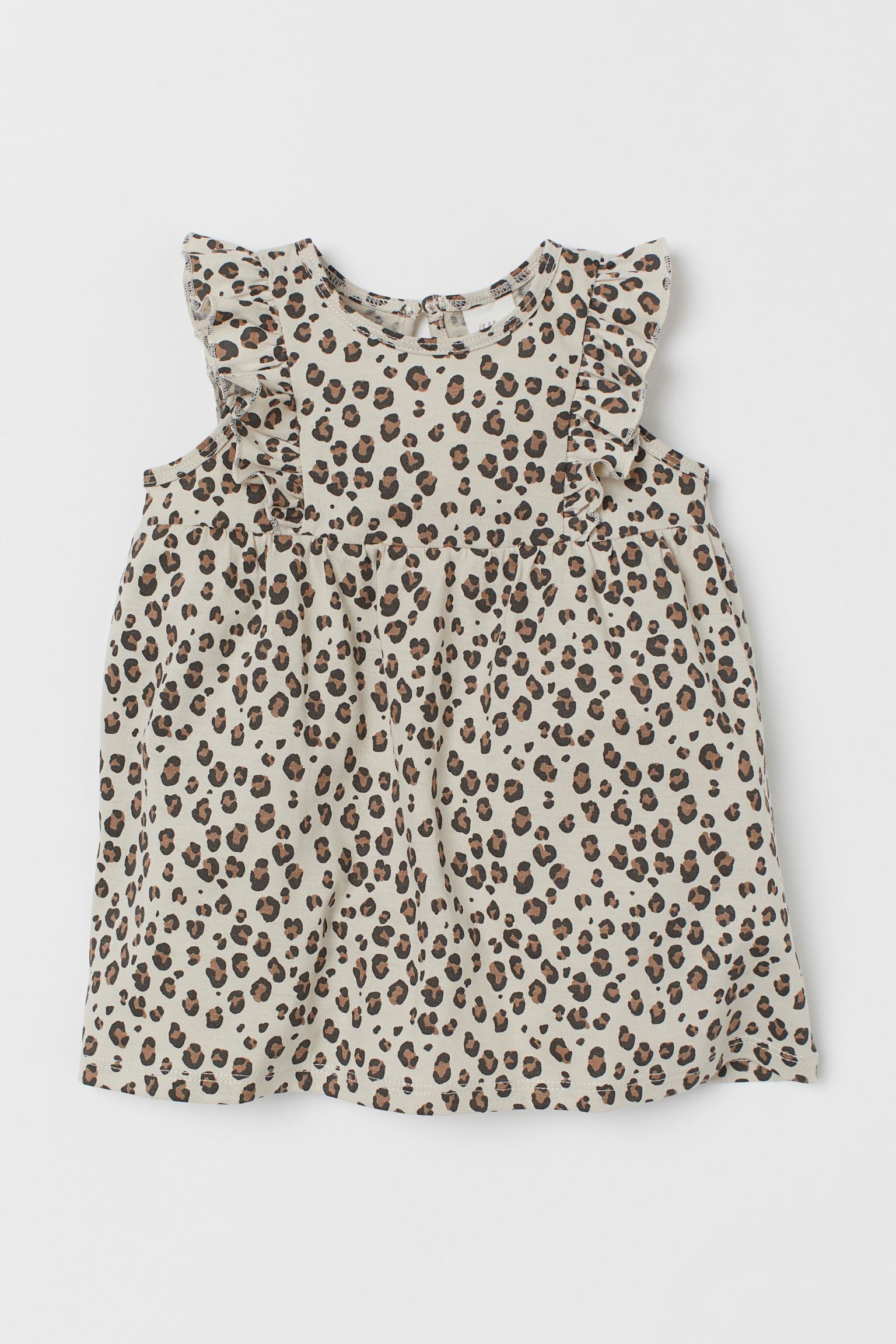 Flounce - Trimmed Jersey Dress - Cheetah