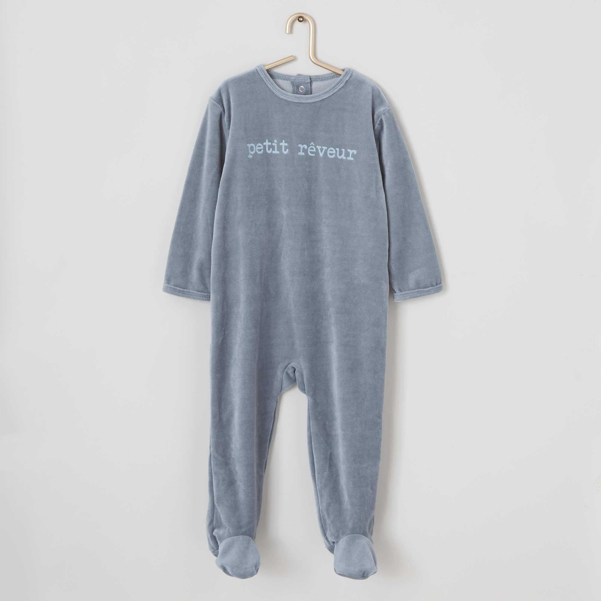 Printed velour sleepsuit-Velour