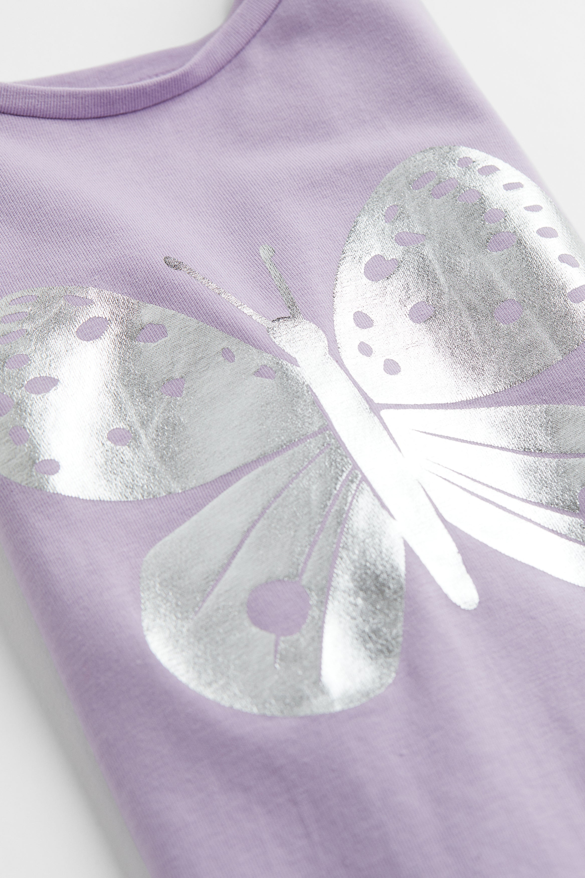 H&M Printed jersey top-Lilac Butterfly