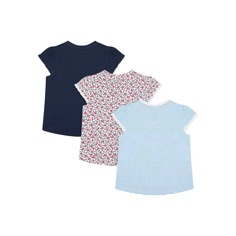 Floral and navy t-shirts - 3 pack