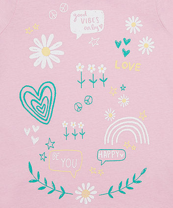 Pink flower power t-shirt